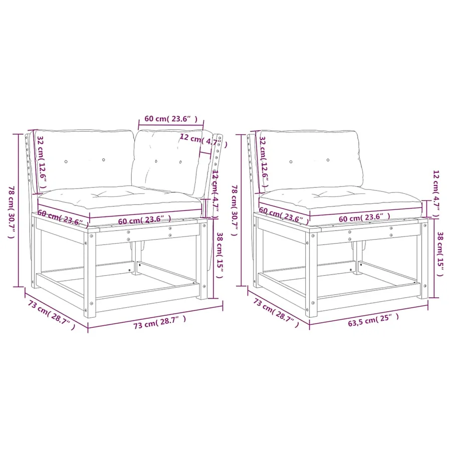 Salon de jardin 6 pcs avec coussins bois de pin massif - 9