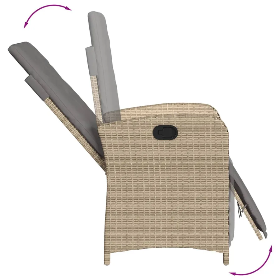 Ensemble à manger de jardin avec coussins 5pcs Beige poly rotin - 5
