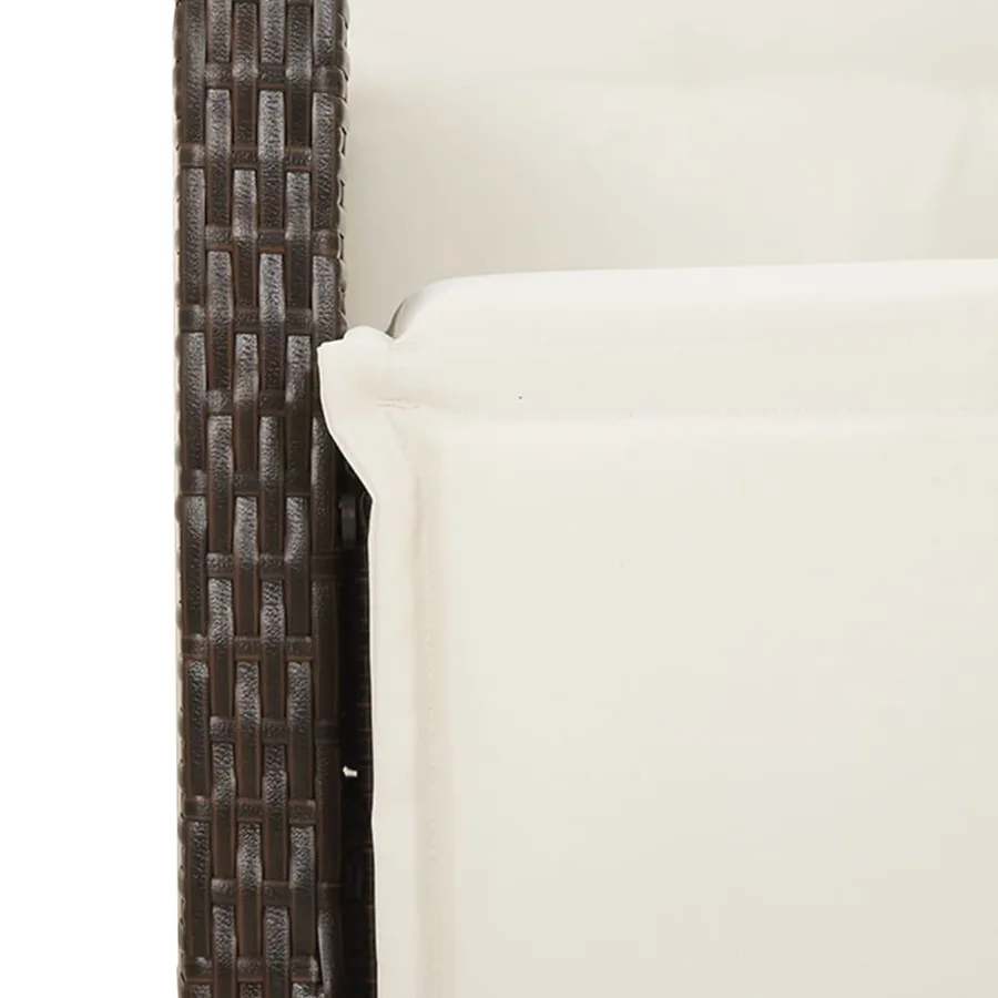 Ensemble à manger de jardin 5 pcs et coussins marron poly rotin - 6
