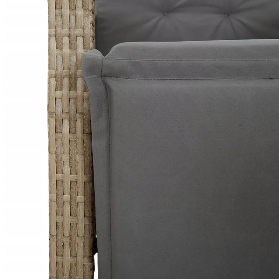 Ensemble à manger de jardin avec coussins 5pcs Beige poly rotin - 6