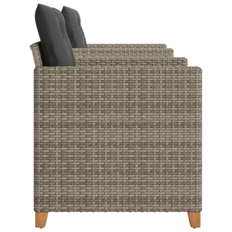 Ensemble de bistro 3 pcs et coussins gris résine tressée acacia - 4