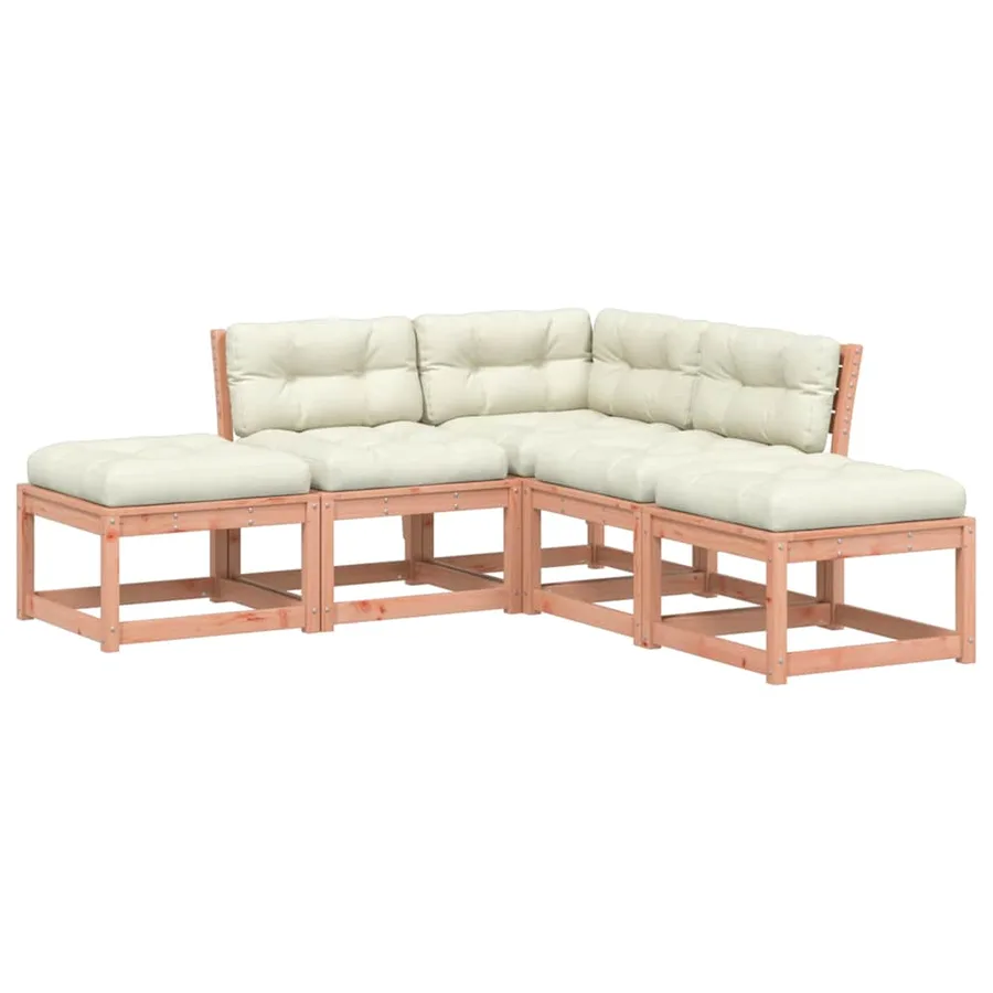 Salon de jardin 5 pcs avec coussins bois massif douglas - 2