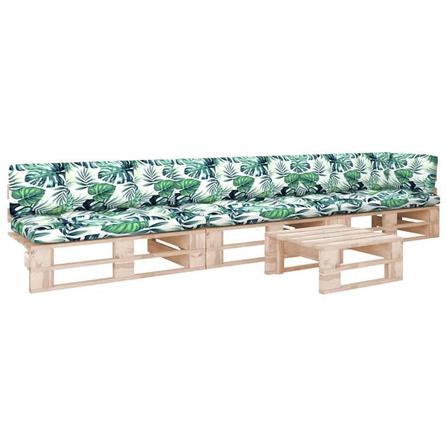 Salon de jardin palette 4pcs avec coussins Bois de pin imprégné