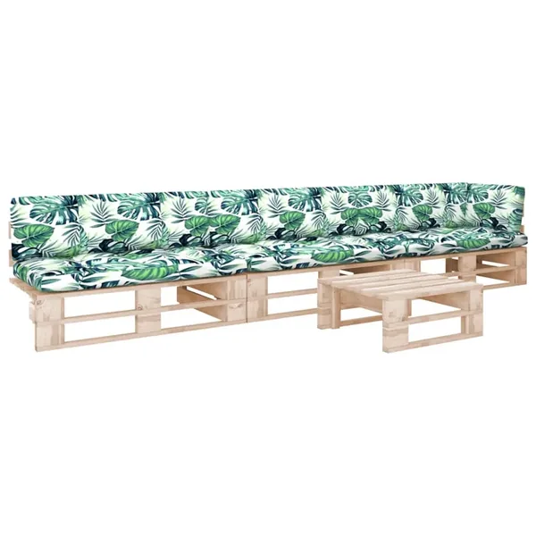 Salon de jardin palette 4pcs avec coussins Bois de pin imprégné