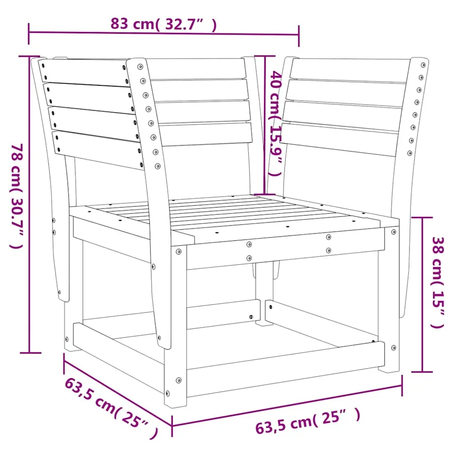 Chaises de jardin bois massif de pin - 8