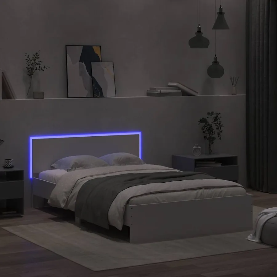 Cadre de lit avec tête de lit et LED blanc 120x190 cm - 3