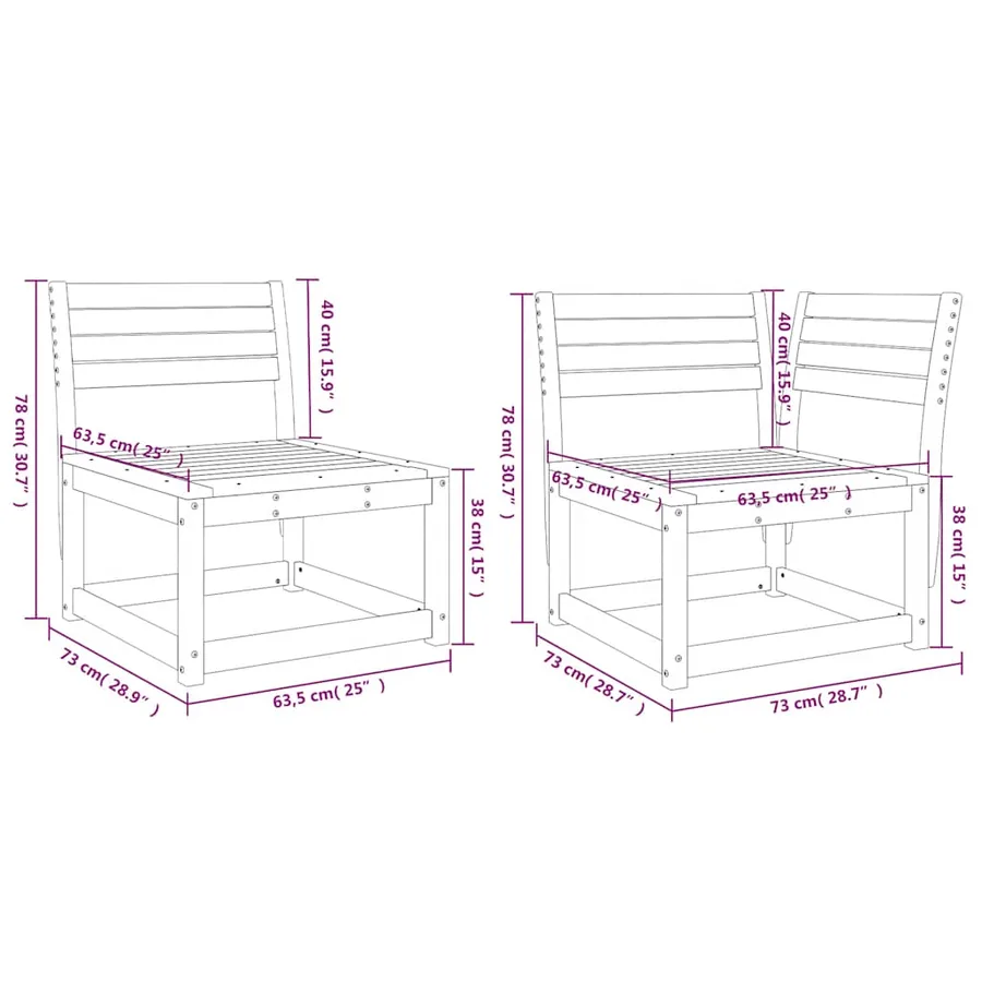Salon de jardin 6 pcs bois de pin massif - 8