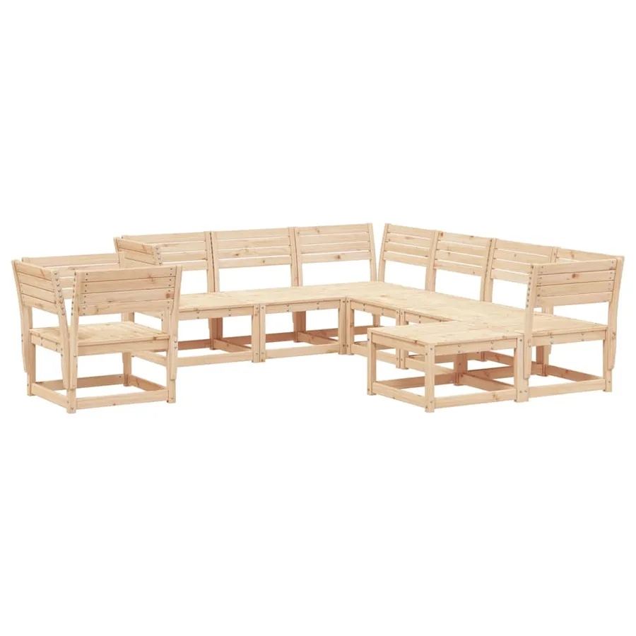 Salon de jardin 8 pcs Bois de pin massif - 2