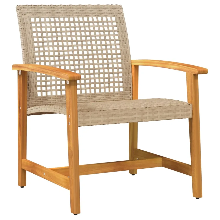 Chaises de jardin lot de 2 beige résine tressée bois d’acacia - 3