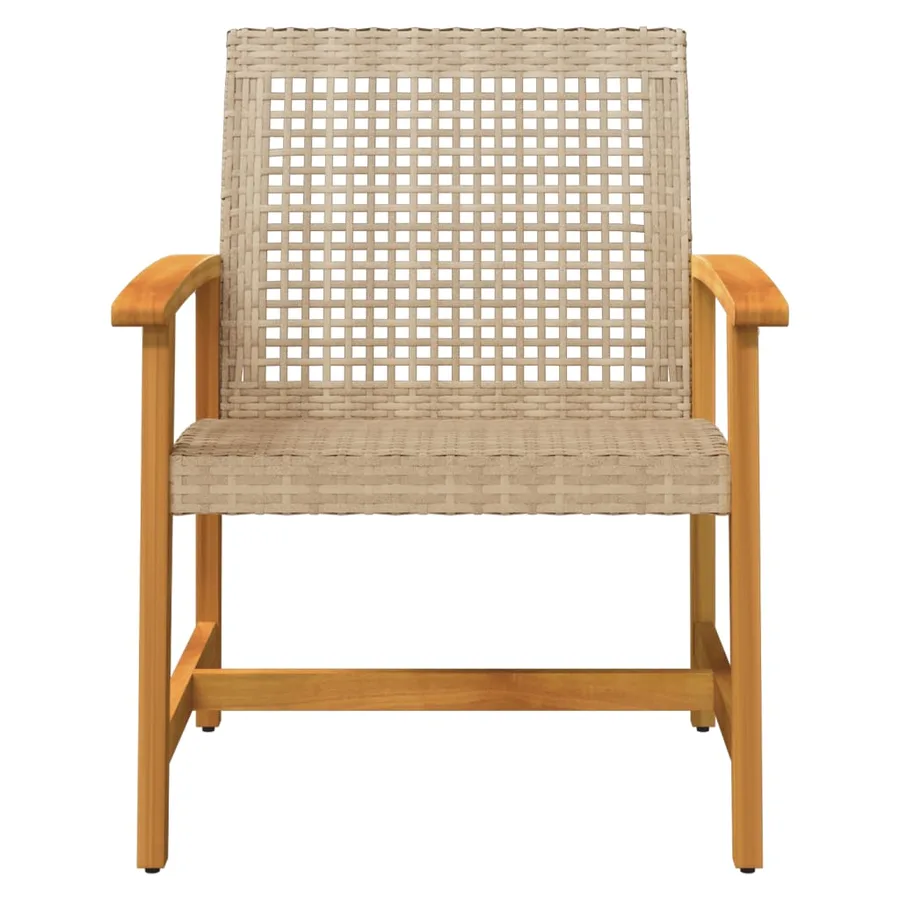 Chaises de jardin lot de 2 beige résine tressée bois d’acacia - 4