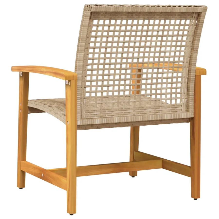 Chaises de jardin lot de 2 beige résine tressée bois d’acacia - 6