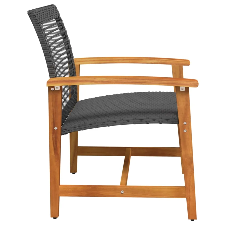 Chaises de jardin lot de 2 noir résine tressée et bois d’acacia - 5