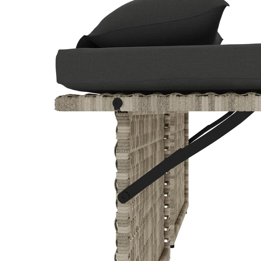 Banc inclinable de jardin et coussins gris clair résine tressée - 12