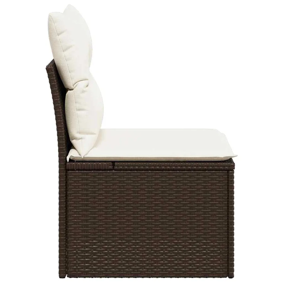Chaise de jardin sans accoudoirs avec coussins marron rotin - 5