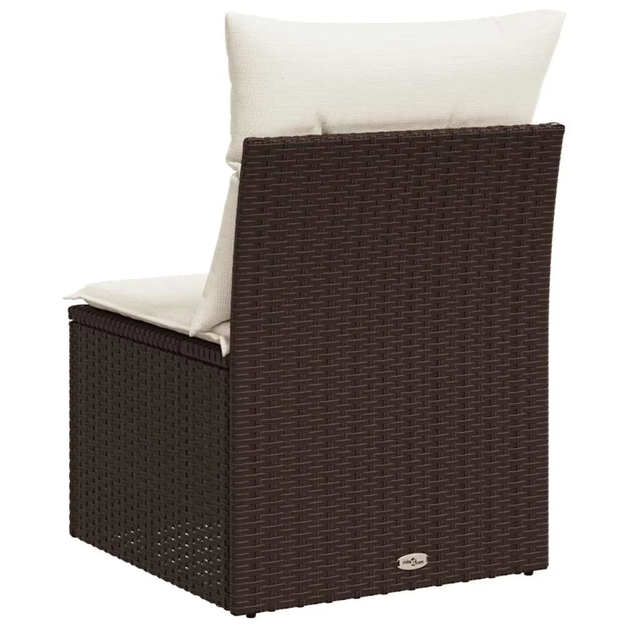 Chaise de jardin sans accoudoirs avec coussins marron rotin - 6