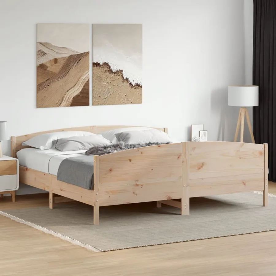 Cadre de lit avec tête de lit 180x200 cm bois de pin massif - 3