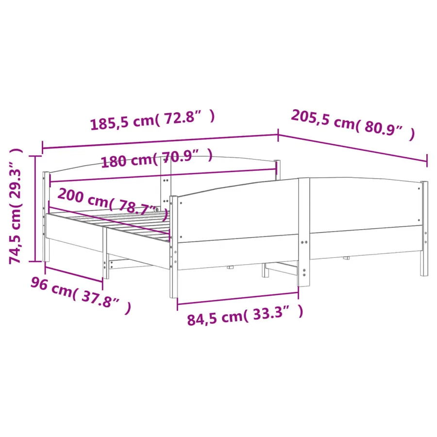 Cadre de lit avec tête de lit 180x200 cm bois de pin massif - 9