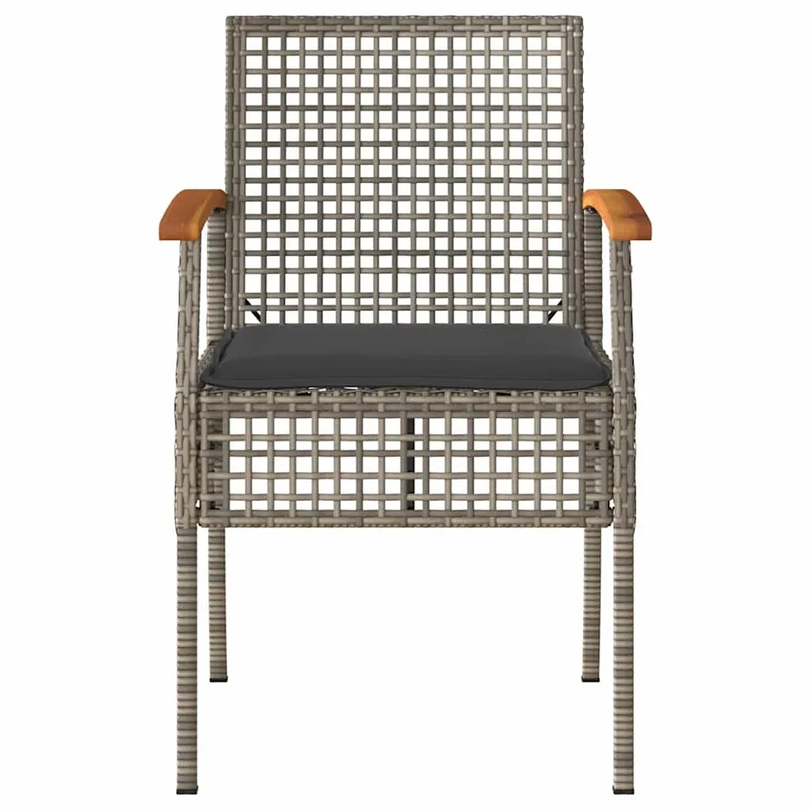 Chaises de jardin coussins lot de 2 gris résine tressée acacia - 4