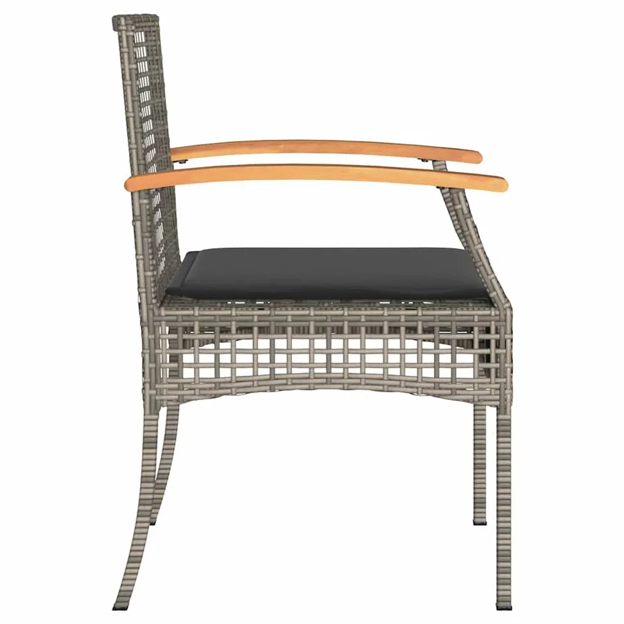 Chaises de jardin coussins lot de 2 gris résine tressée acacia - 6