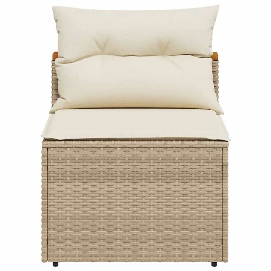 Canapés de jardin sans accoudoirs avec coussins 2 pcs beige - 5