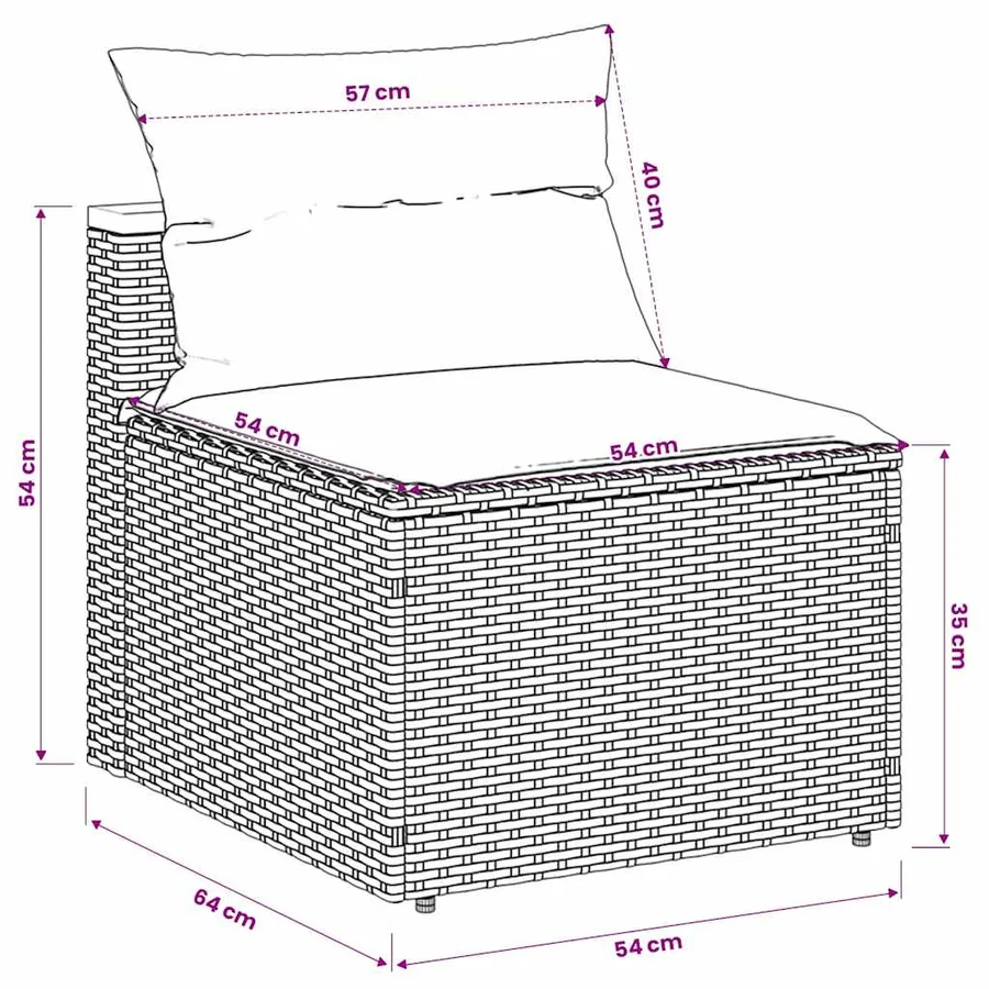 Canapés de jardin sans accoudoirs avec coussins 2 pcs beige - 9