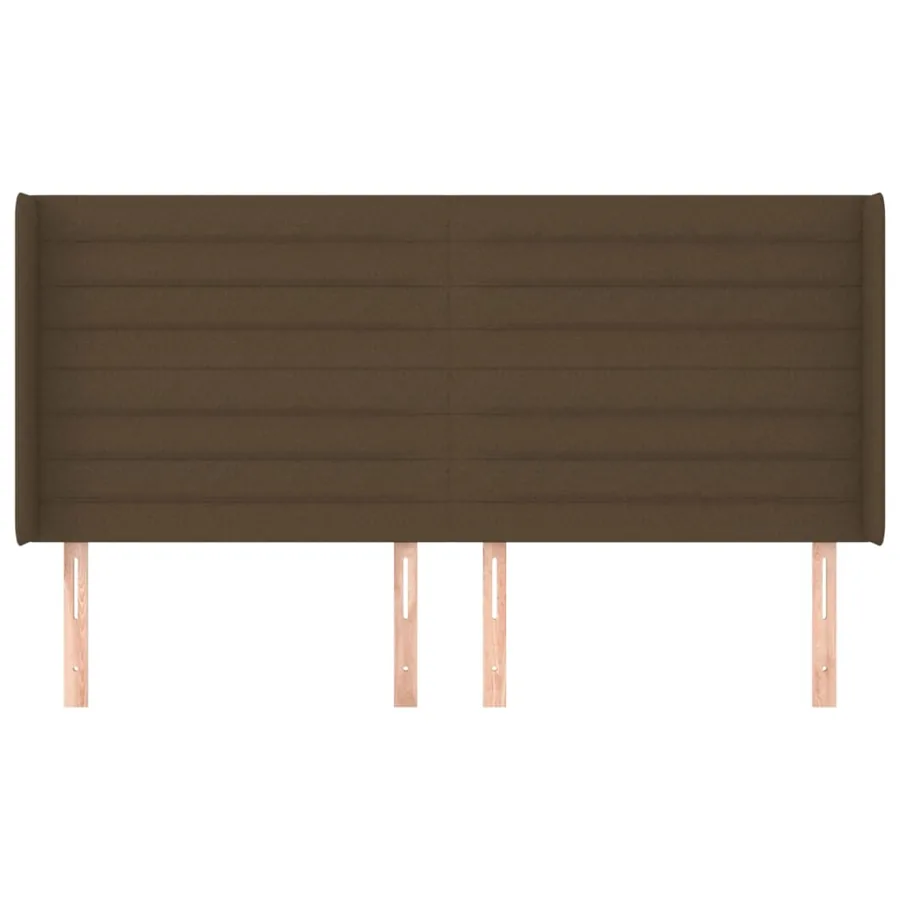 Tête de lit avec oreilles Marron foncé 203x16x118/128 cm Tissu - 3