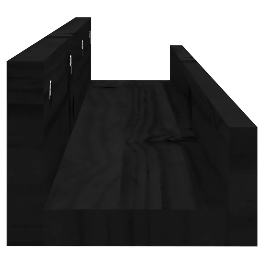 Étagères murales 2 pcs Noir 80x12x9 cm Bois de pin massif - 5