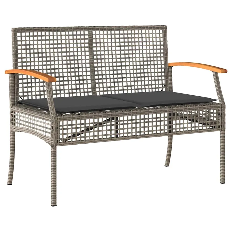 Ensemble à manger jardin 4pcs et coussins Gris Résine tressée - 5