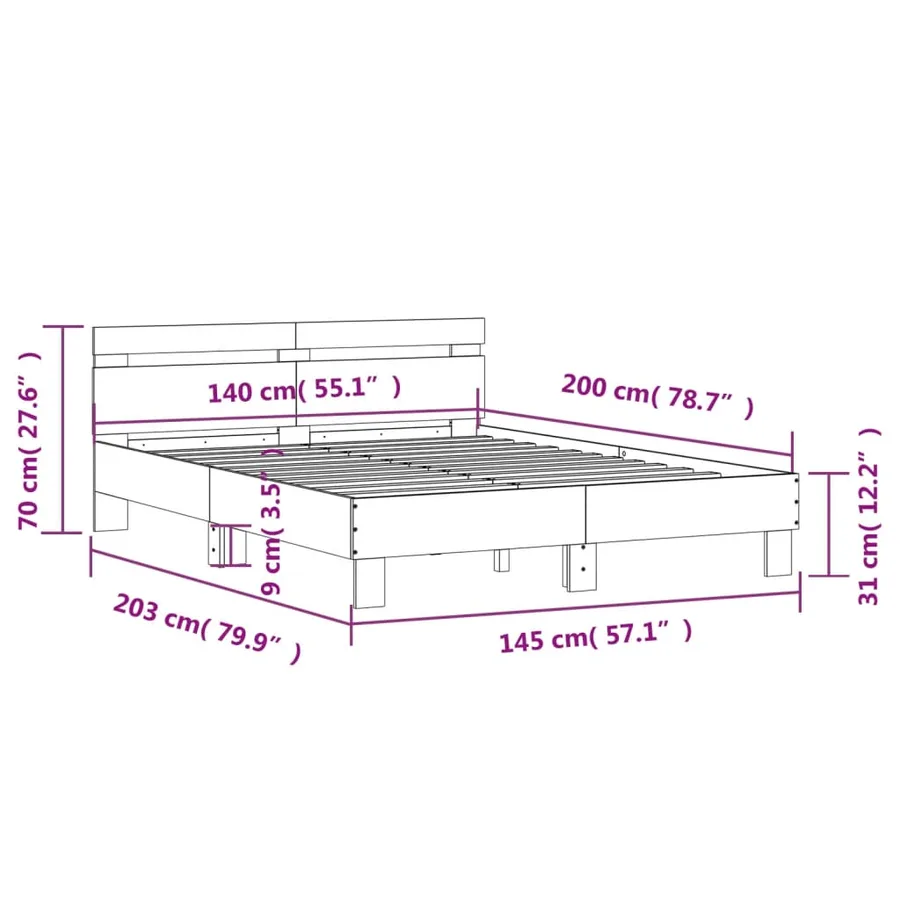 Cadre de lit sans matelas blanc 140x200 cm - 10