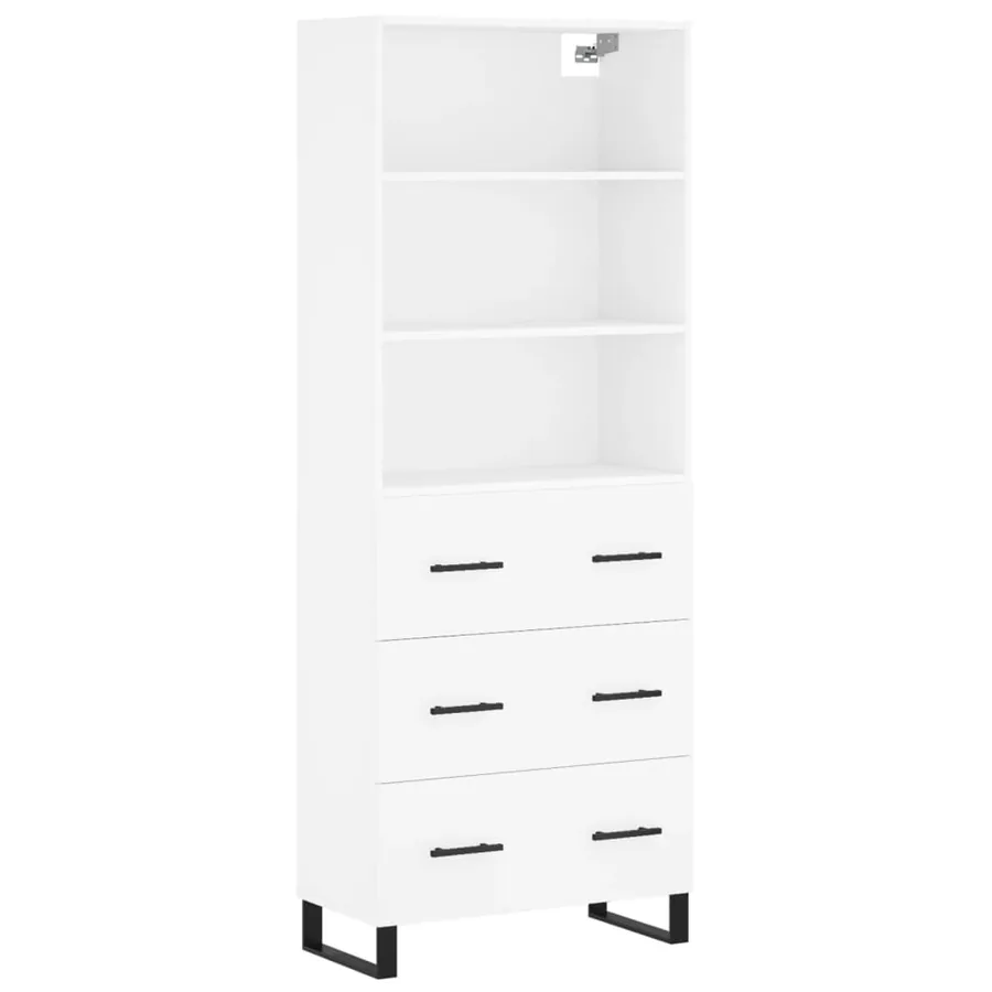 Buffet haut Blanc 69,5x34x180 cm Bois d'ingénierie - 2