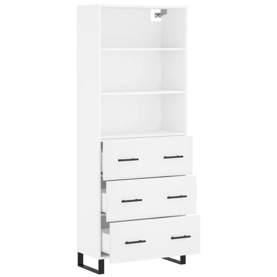 Buffet haut Blanc 69,5x34x180 cm Bois d'ingénierie - 4