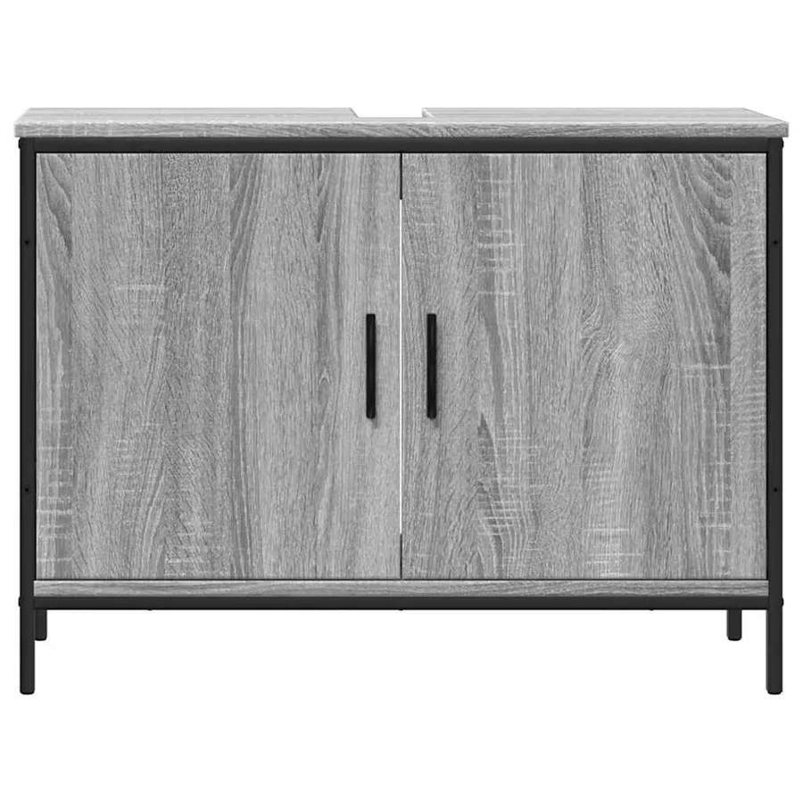 Armoire lavabo de salle de bain sonoma gris 80x30x60 cm - 4