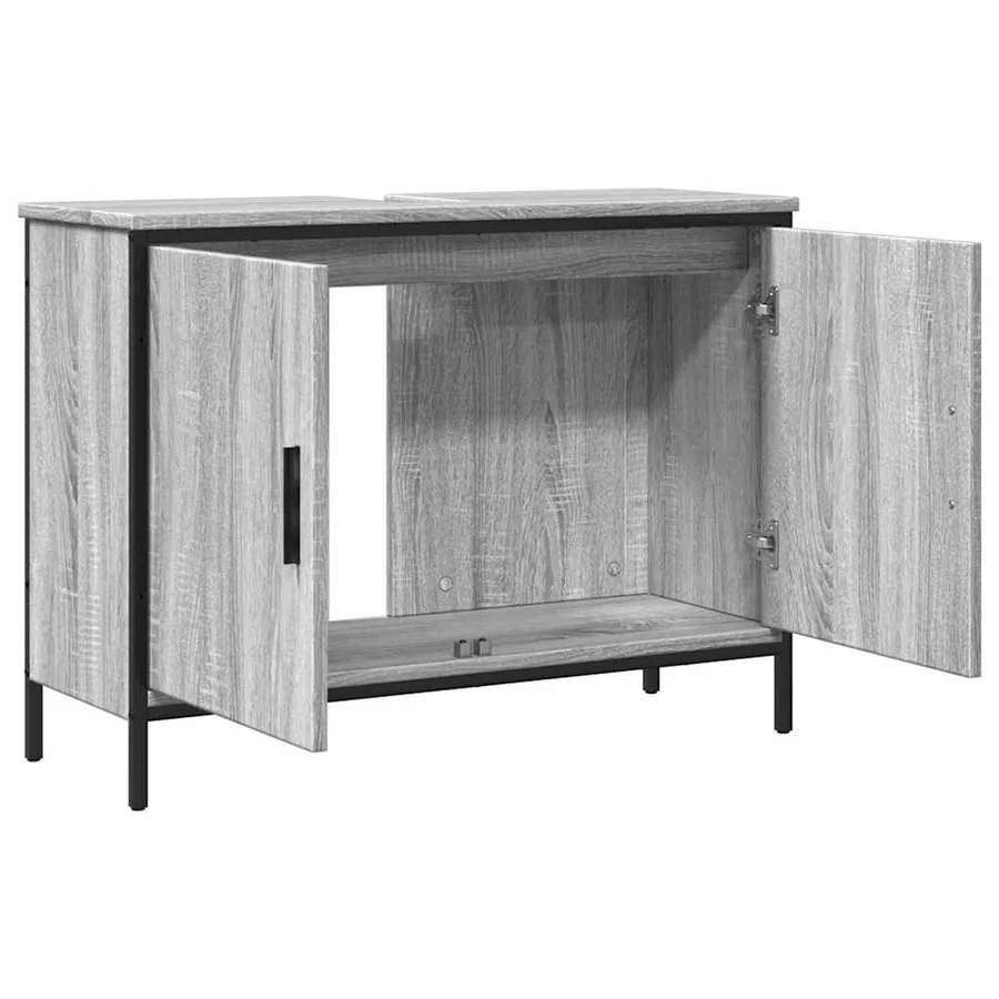 Armoire lavabo de salle de bain sonoma gris 80x30x60 cm - 5