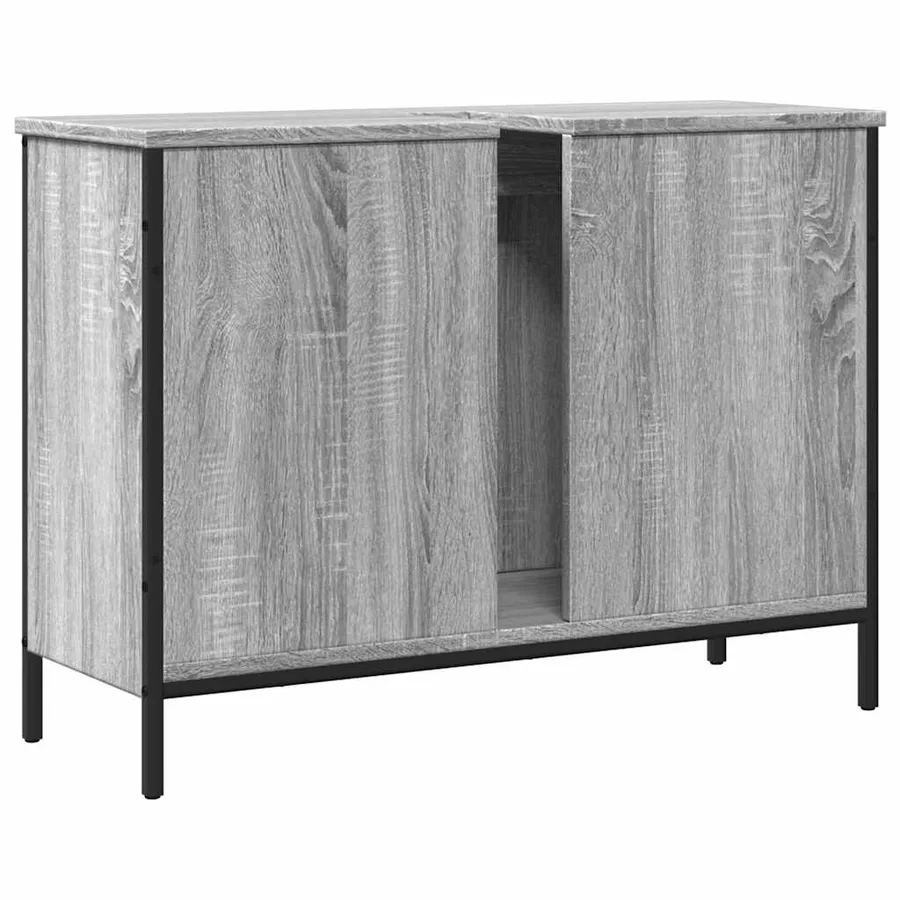 Armoire lavabo de salle de bain sonoma gris 80x30x60 cm - 6