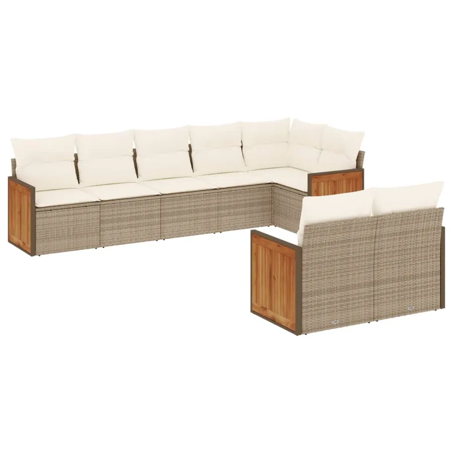 Salon de jardin avec coussins 8 pcs beige résine tressée - 2