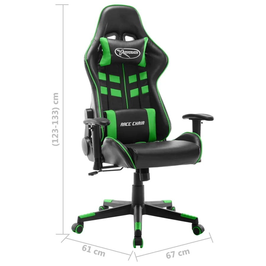 Chaise de jeu Noir et vert Cuir artificiel - 8