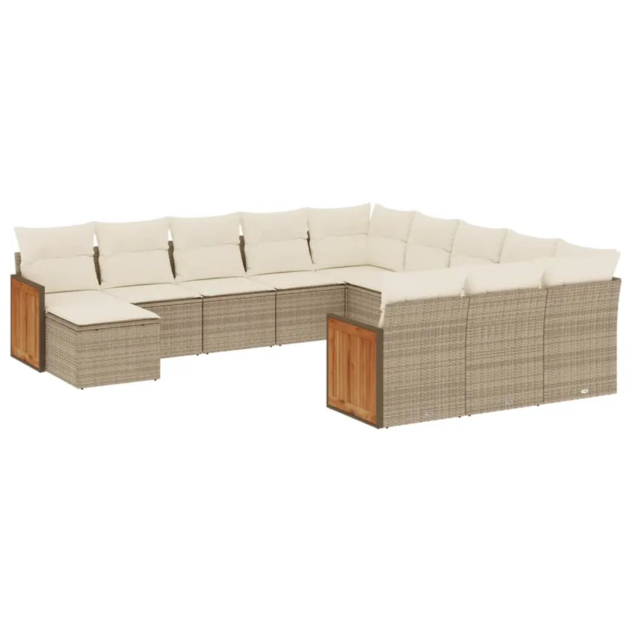 Salon de jardin avec coussins 12 pcs beige résine tressée - 2