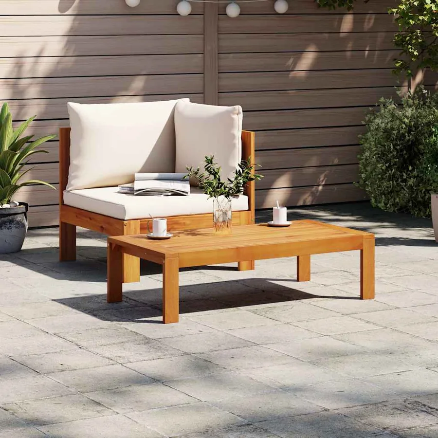 Salon de jardin avec coussins 2 pcs bois massif acacia - 3