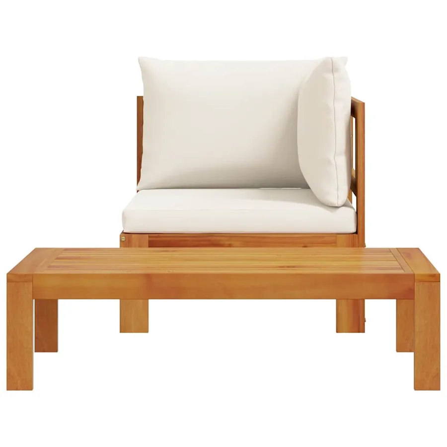 Salon de jardin avec coussins 2 pcs bois massif acacia - 4