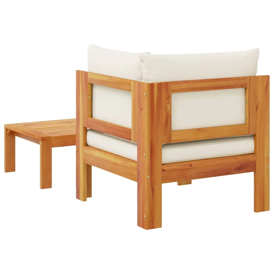 Salon de jardin avec coussins 2 pcs bois massif acacia - 6