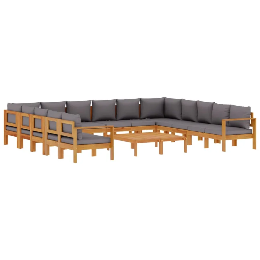 Salon de jardin avec coussins 10 pcs bois d'acacia solide - 2