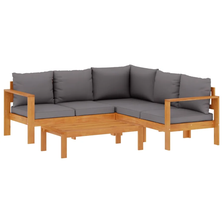 Salon de jardin avec coussins 4 pcs bois d'acacia massif - 2