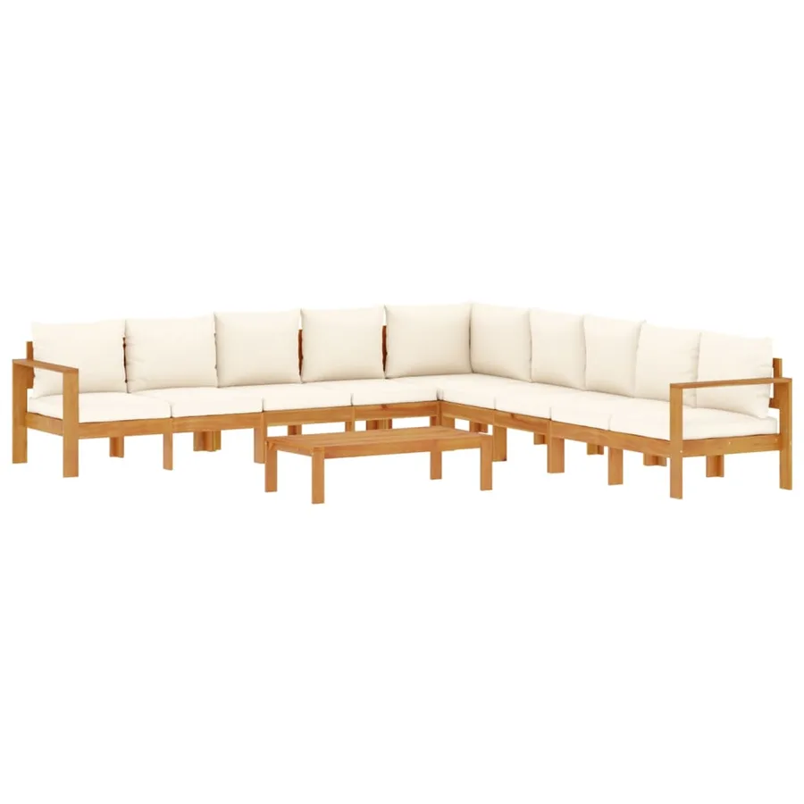 Salon de jardin avec coussins 6 pcs bois d'acacia solide - 2