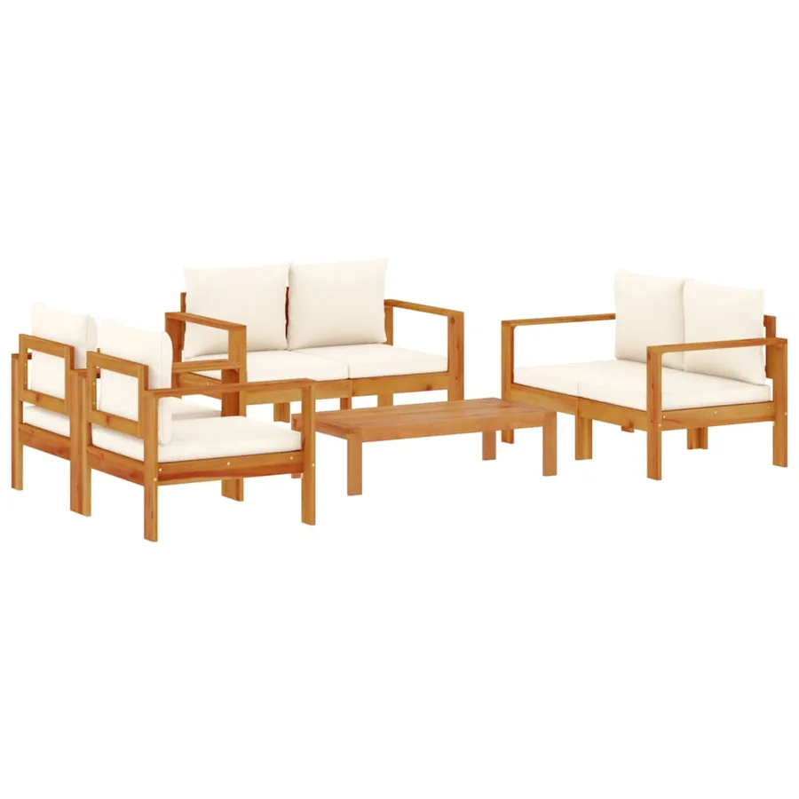 Salon de jardin avec coussins 5 pcs Bois d'acacia solide - 2