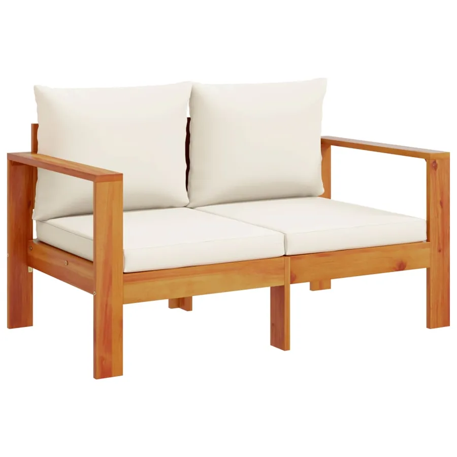 Salon de jardin avec coussins 5 pcs Bois d'acacia solide - 5