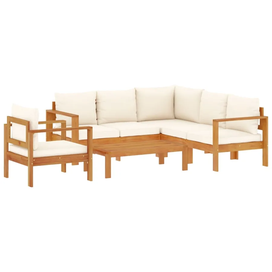 Salon de jardin avec coussins 5 pcs Bois d'acacia solide - 2