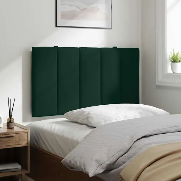 Coussin de tête de lit Hanko vert foncé 80 cm velours