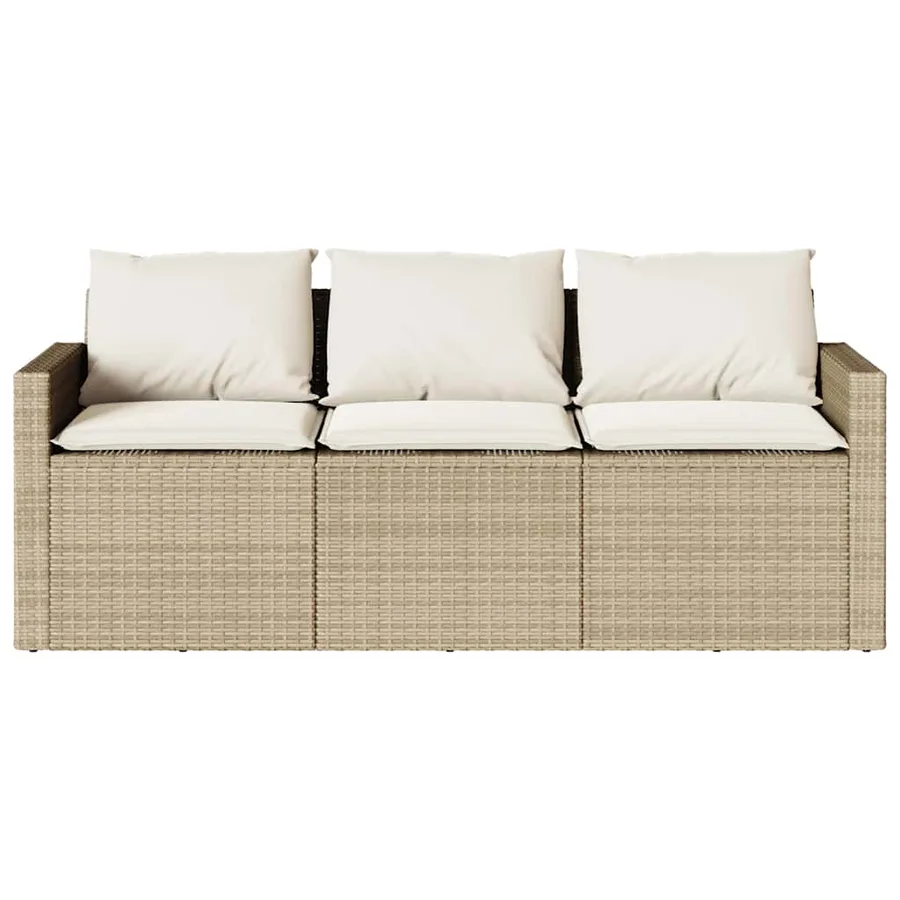 Ensemble à manger de jardin et coussins 2 pcs beige poly rotin - 6
