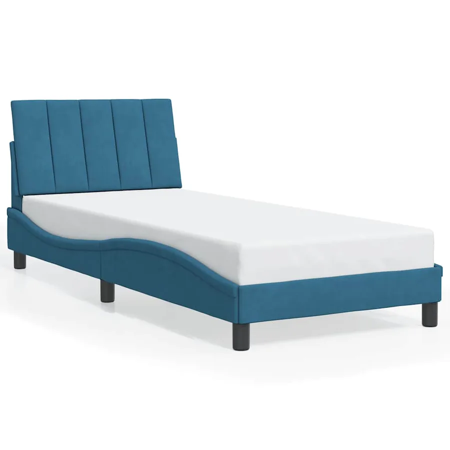 Cadre de lit sans matelas Hanko bleu 80x200 cm velours - 2