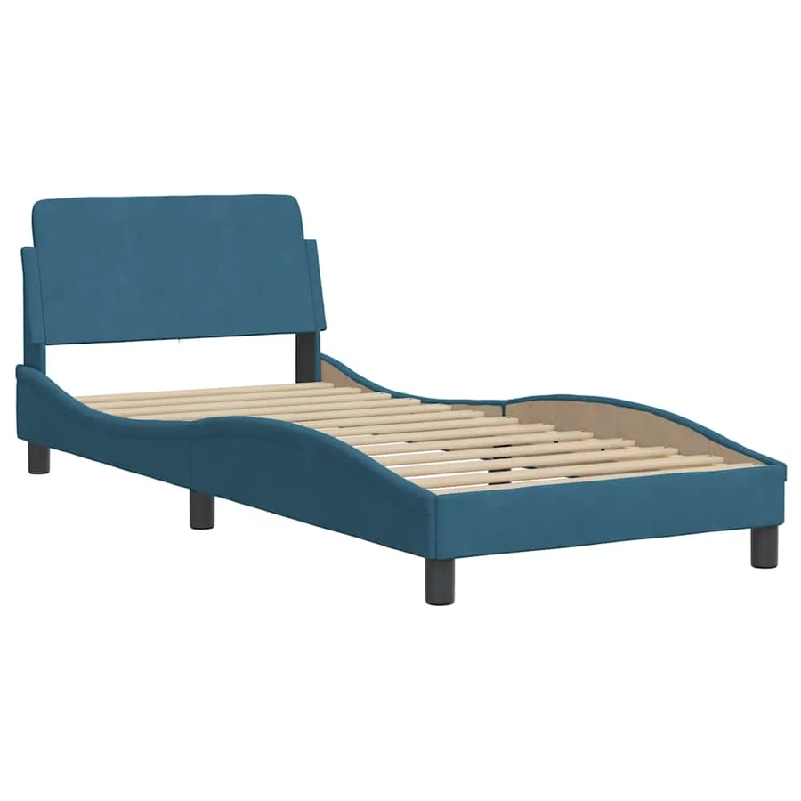 Cadre de lit sans matelas Hanko bleu 80x200 cm velours - 4